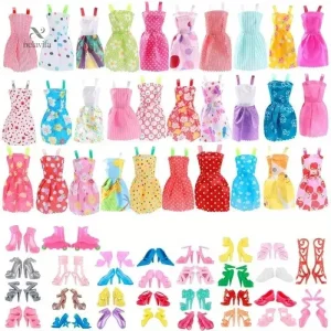Ensemble de mode pour poupées, 24 robes et 32 paires de chaussures