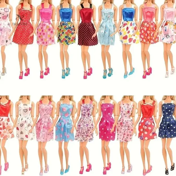 Variété de robes colorées pour poupées, 24 modèles disponibles