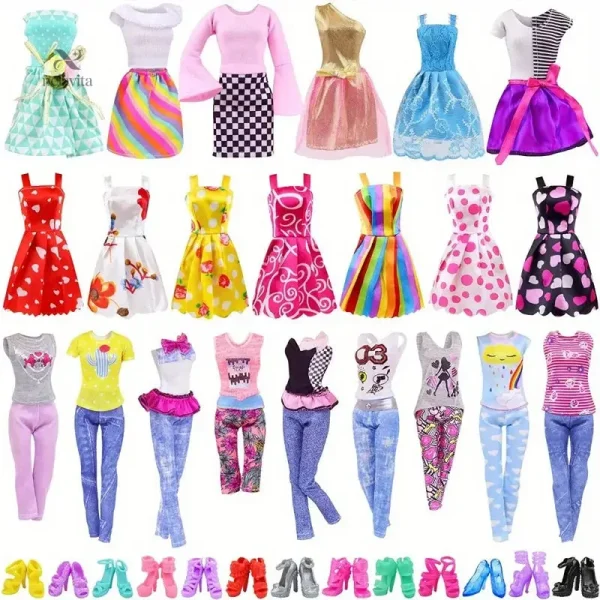 Chaussures pour poupées, 32 paires assorties à des robes colorées