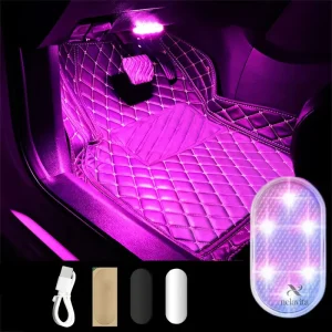 Lumières LED intérieures voiture – Éclairage décoratif multicolore pour portières, boîte à gants et porte-gobelets