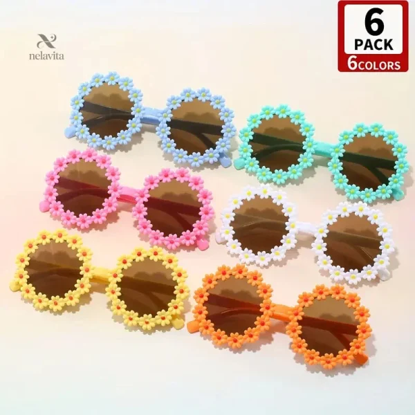 Accessoire stylé pour enfants, lunettes fleuries rétro