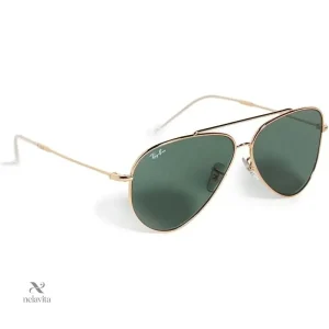 Lunettes de soleil aviateur homme, monture dorée et verres verts
