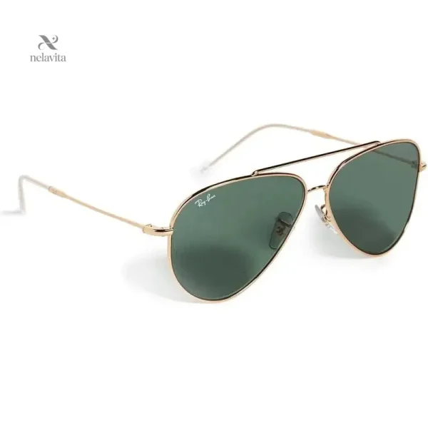 Monture dorée fine et verres polarisés, style vintage
