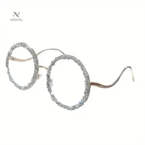 Monture argentée ornée de strass scintillants pour femmes