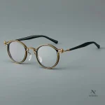 Lunettes rondes rétro homme avec monture dorée et noire