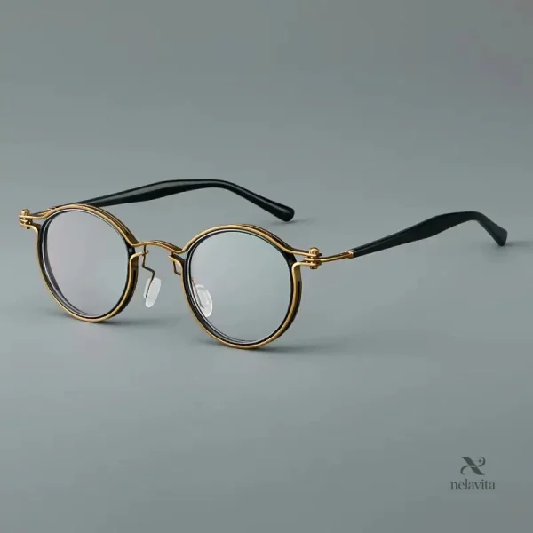 lunettes-homme-rondes-retro-monture-doree-et-noire-elegan-yjl6tp-1 Lunettes rondes rétro homme avec monture dorée et noire