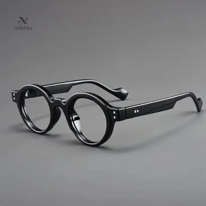 Lunettes homme rondes rétro – Monture épaisse noire style vintage tendance