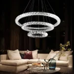 Lustre LED moderne à cristaux pour salon et salle à manger