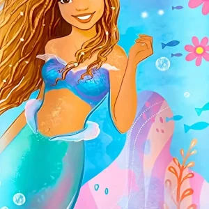 Maillot de bain fille une pièce motif sirène princesse – Bleu océan avec bretelles fines