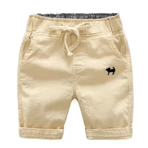 Maillot de bain garçon bleu clair avec cordon jaune – Short de plage enfant confortable et stylé
