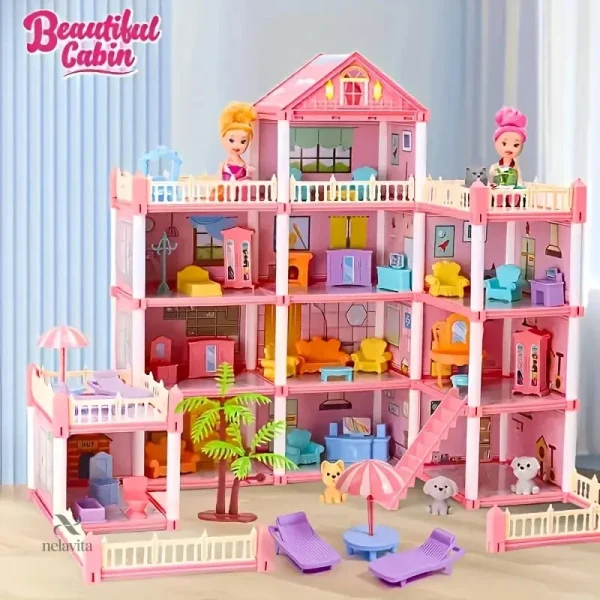 Maison de poupées colorée pour divertissement créatif