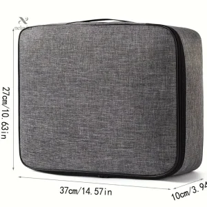 Mallette de Rangement Portable en Tissu Gris – Sac de Transport Multi-Usages avec Poignée et Fermeture Éclair