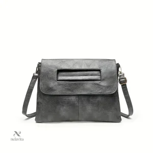 Mallette en simili cuir gris pour femme Sacoche élégante avec bandoulière amovible et compartiments pratiques