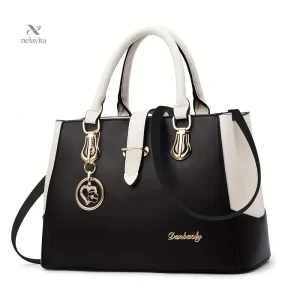 Mallette femme élégante rouge et noire Sac à main chic multi-usages avec bandoulière
