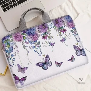 Housse fleurie pour PC 13 à 15 pouces avec motif papillons