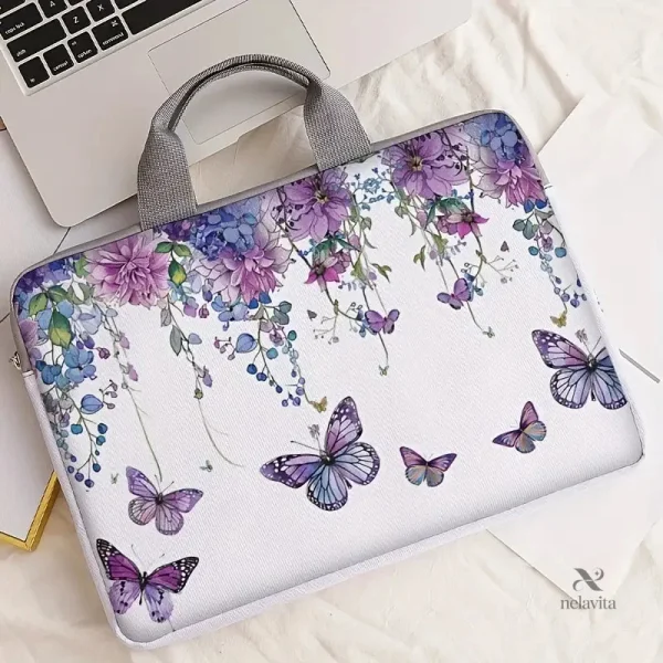 Housse fleurie pour PC 13 à 15 pouces avec motif papillons