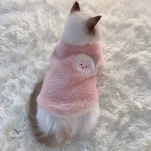 Manteau Douillet pour Chat ou Petit Chien – Vêtement Hiver Rose avec Motif Mignon, Confort et Chaleur Garantis