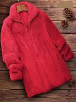 Manteau fausse fourrure zippé pour femmes
