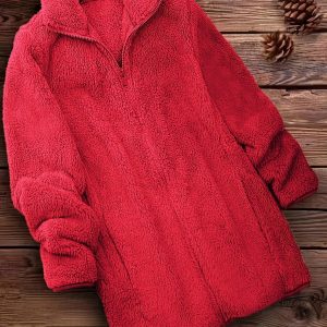 Manteau fausse fourrure zippé pour femmes