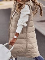 Manteau long matelassé à capuche femme