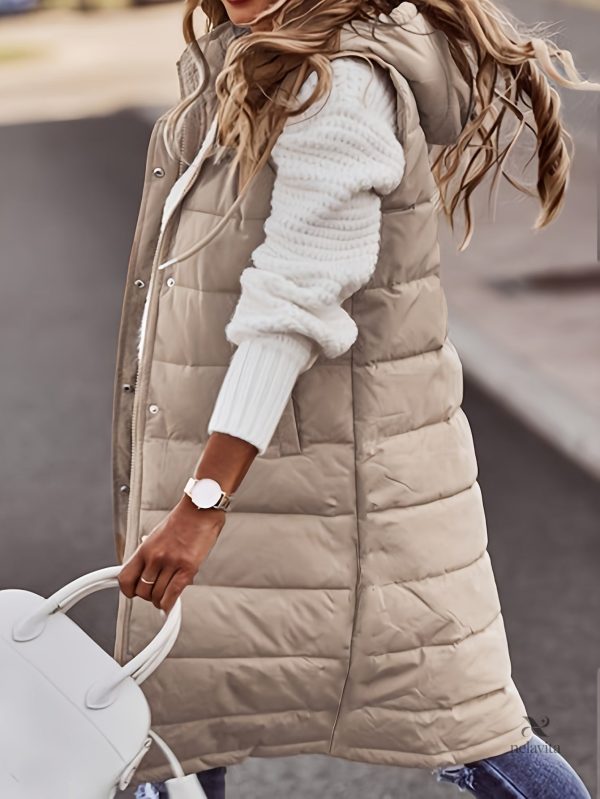Manteau long matelassé à capuche femme