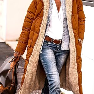 Manteau Long Réversible Doublé Polaire Grande Taille