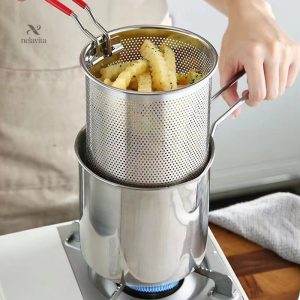 Marmite Friture Inoxydable avec Panier Égouttoir