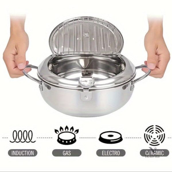 Friteuse japonaise en inox, idéale pour fritures croustillantes