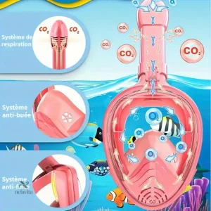 Masque de plongée intégral enfant avec tuba – Système anti-buée et anti-fuite pour snorkeling