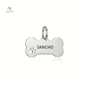 Médaille personnalisée en forme d’os pour chien ou chat – Gravure nom et téléphone incluse