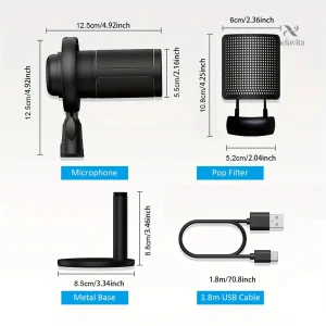 Filtre anti-pop intégré, microphone USB pour enregistrements clairs