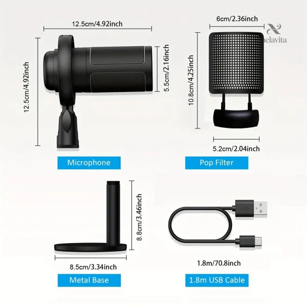 Filtre anti-pop intégré, microphone USB pour enregistrements clairs