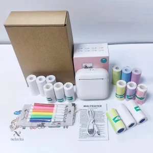 Mini imprimante thermique portable avec papiers autocollants – Idéal pour étiquettes, journaling, notes et organisation