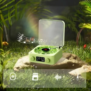 Mini Platine Vinyle LED avec Horloge – Objet Déco Vintage & Gadget Musique Tendance