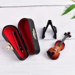 Mini violon décoratif avec archet pour maison de poupée