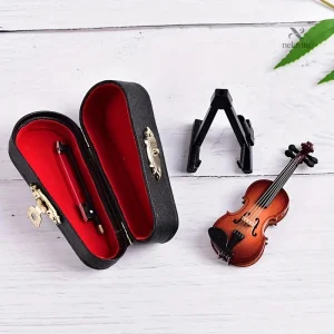 Mini violon décoratif avec archet pour maison de poupée
