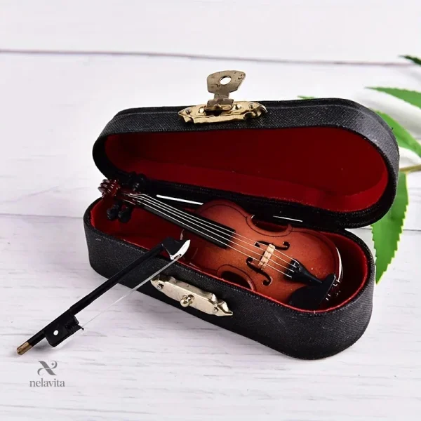 Violon miniature en bois, parfait pour embellir un espace