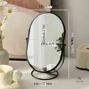 Miroir de Maquillage de Table Pivotant – Design Élégant en Métal Chromé pour Coiffeuse ou Salle de Bain