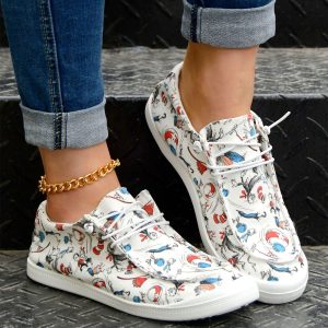 Mocassins femme imprimé cartoon - Chaussures plates légères à enfiler