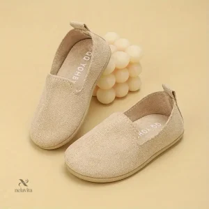 Mocassins fille en daim souple – Chaussures sans lacets confortables et légères pour le quotidien