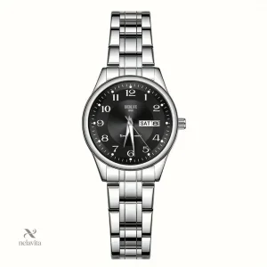 Montre femme acier bicolore argent et or – Quartz lumineux avec affichage date