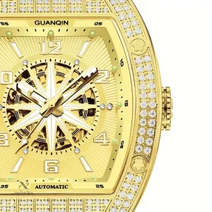 Montre homme automatique squelette dorée