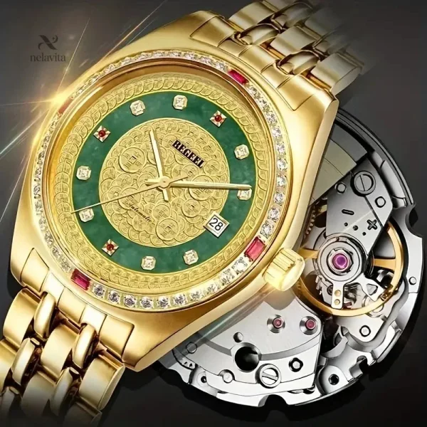 Montre homme luxe dorée avec bracelet acier or