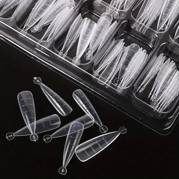 moule-a-ongles-polygel-formes-reutilisables-transparente-huamvd-1 Moule à Ongles Polygel Transparent - Coffret 100 Pièces