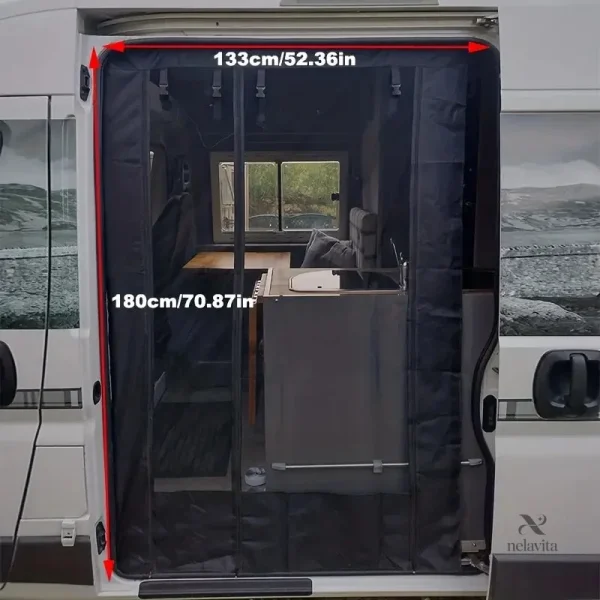 Rideau anti-insectes pour camping-car, installation facile