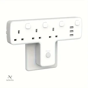 Multiprise Murale 4 Prises avec Interrupteurs Individuels – Adaptateur Électrique Compact pour Économie d’Énergie