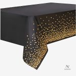 Nappe jetable noire à pois dorés 137x274 cm