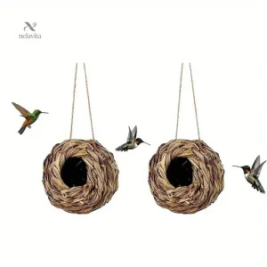 Nichoir Suspendu en Herbe Tressée pour Oiseaux – Abri Naturel Résistant pour Jardin et Balcon