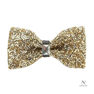 Nœud papillon homme argenté à strass – Accessoire chic et brillant pour mariage, soirée et gala