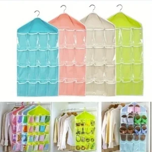 Organisateur de Rangement Mural Bébé Rose avec 12 Poches – Pochettes Suspendues pour Couches et Accessoires